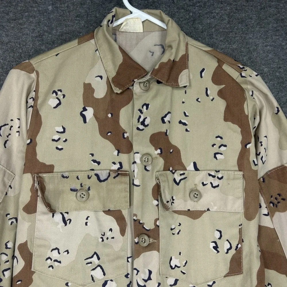 Vintage US Military Desert Chocolate Chip Camo Utility Shirt Mens S‎ Made in USA
